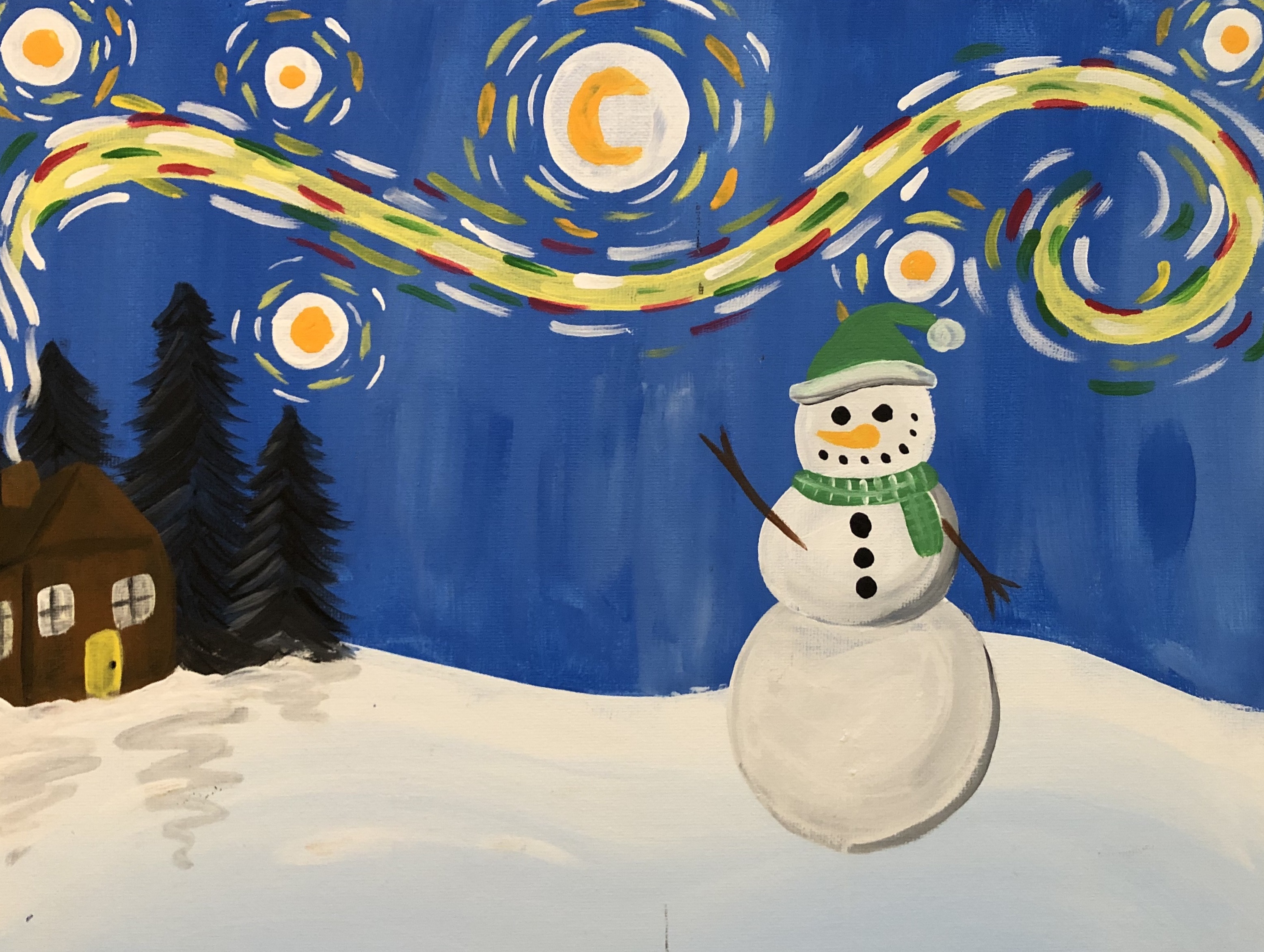 Starry Night Snowman