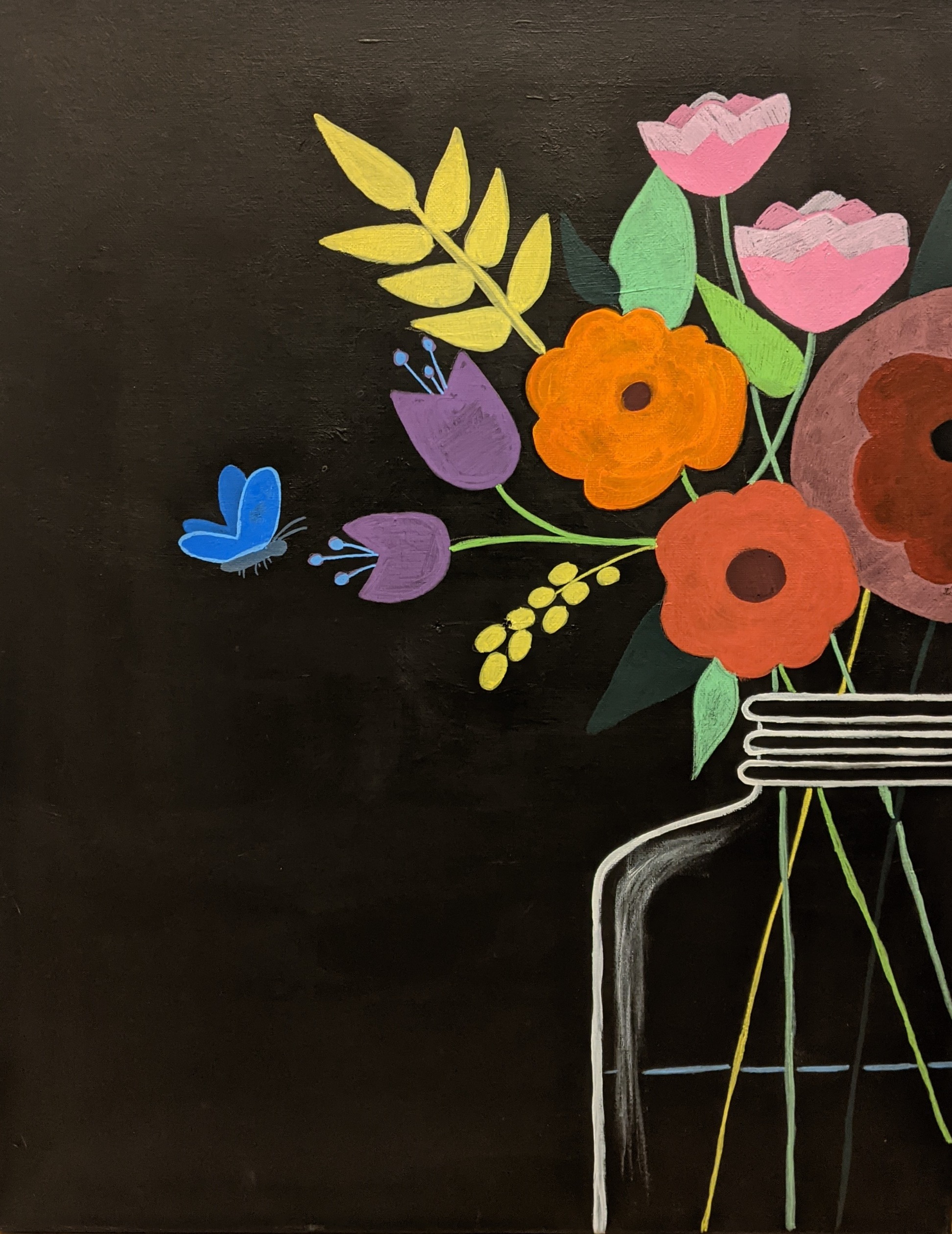 In Studio – Black Canvas Vase with Flowers