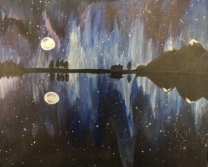 In Studio - Midnight Reflection - Creative Spirits Paint And Sip Studio