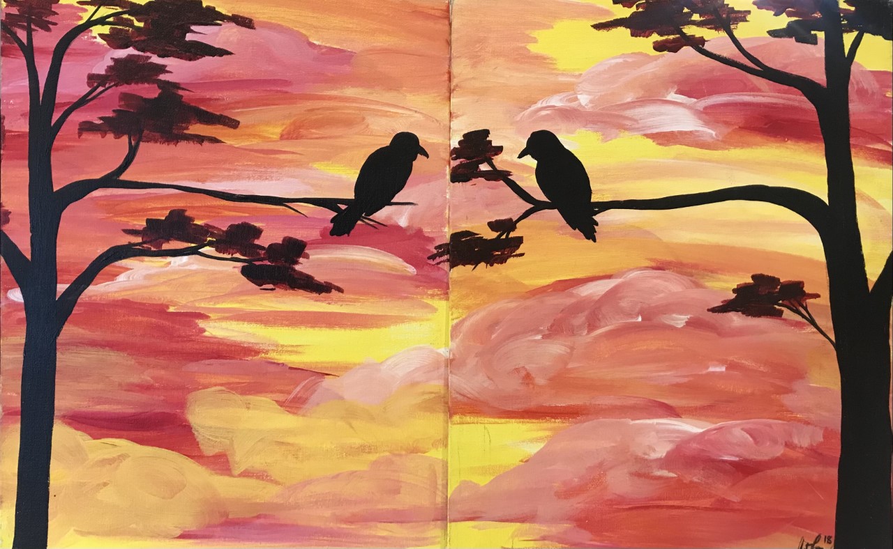 In Studio – Double Canvas Date Night – Birds in the Sunset